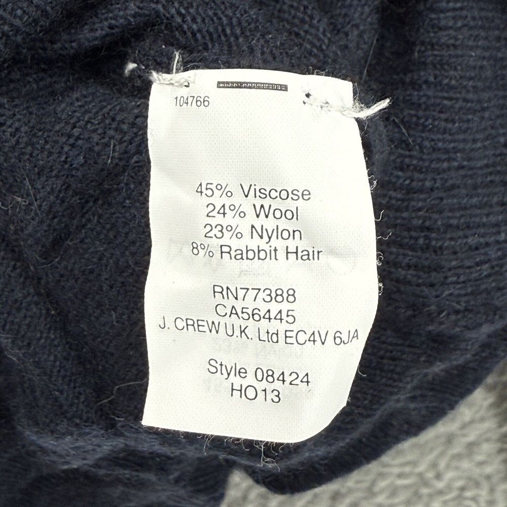 J Crew‎ Womens L Striped Crew Neck L/S Sweater Wool Blend Navy Striped Patchwork - Picture 3 of 7